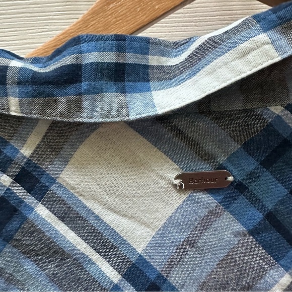 Barbour blue white plaid button down collared shirt top 10 relaxed fit - Picture 7 of 7